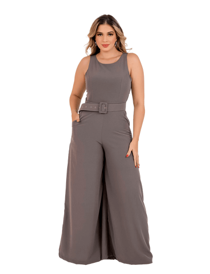 Macacão Pantalona Longo Feminino Com Cinto